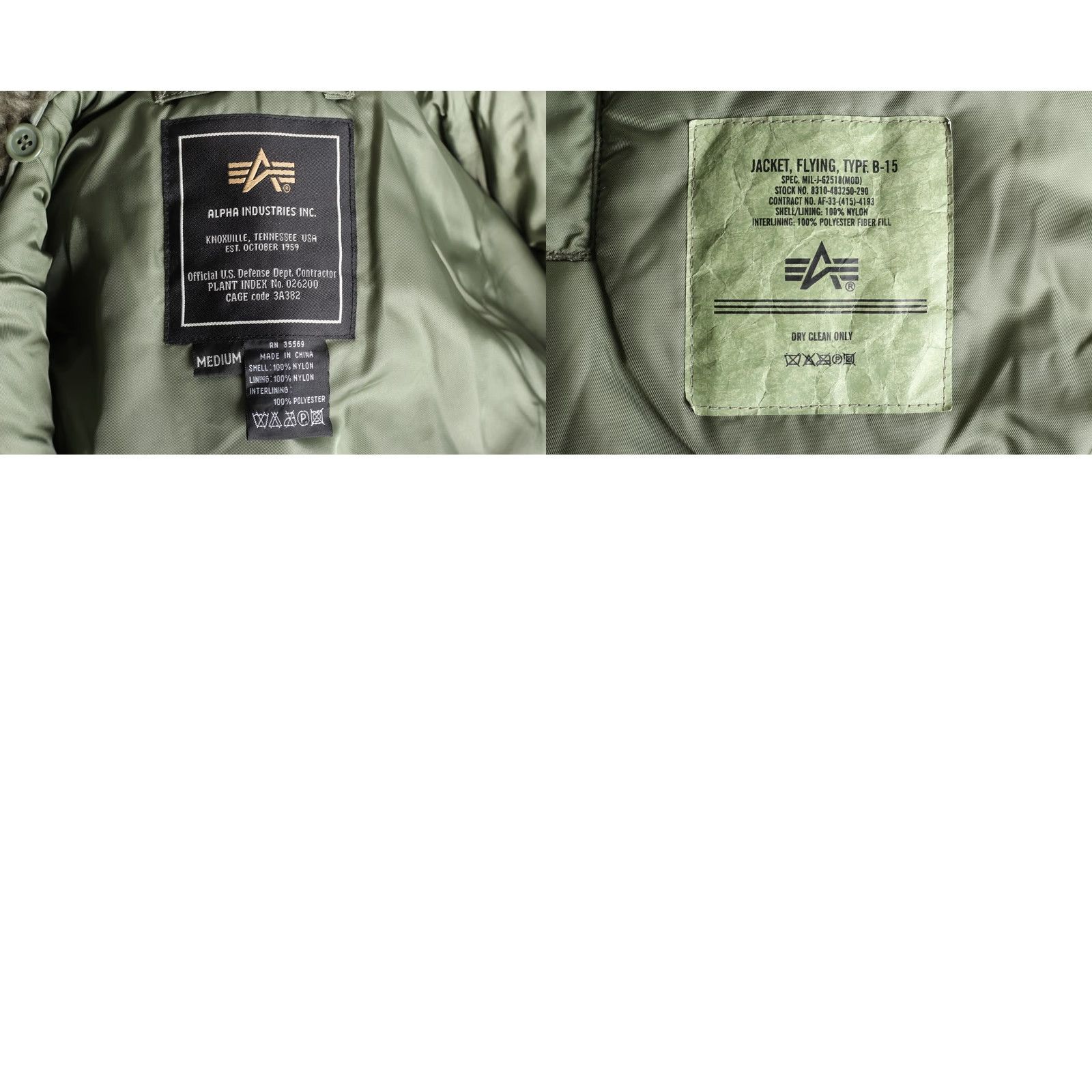 Alpha Industries VINTAGE ALPHA INDUSTRIES B-15 Bomber Jacket Men M Green MJ6243 Size US M / EU 48-50 / 2 - 8 Thumbnail