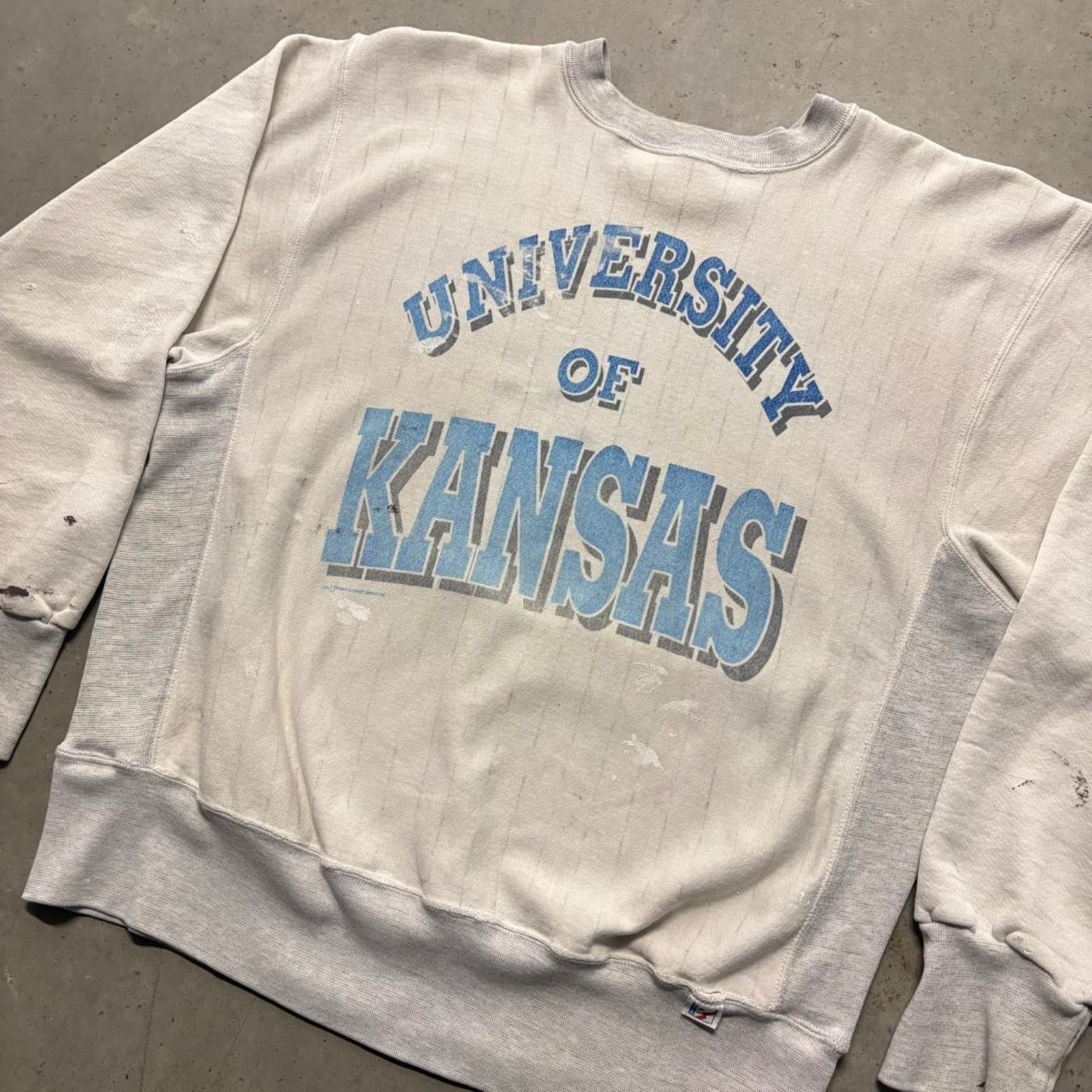 Vintage Crazy Vintage University of Kansas Painted Weave Crewneck Size US L / EU 52-54 / 3 - 3 Thumbnail