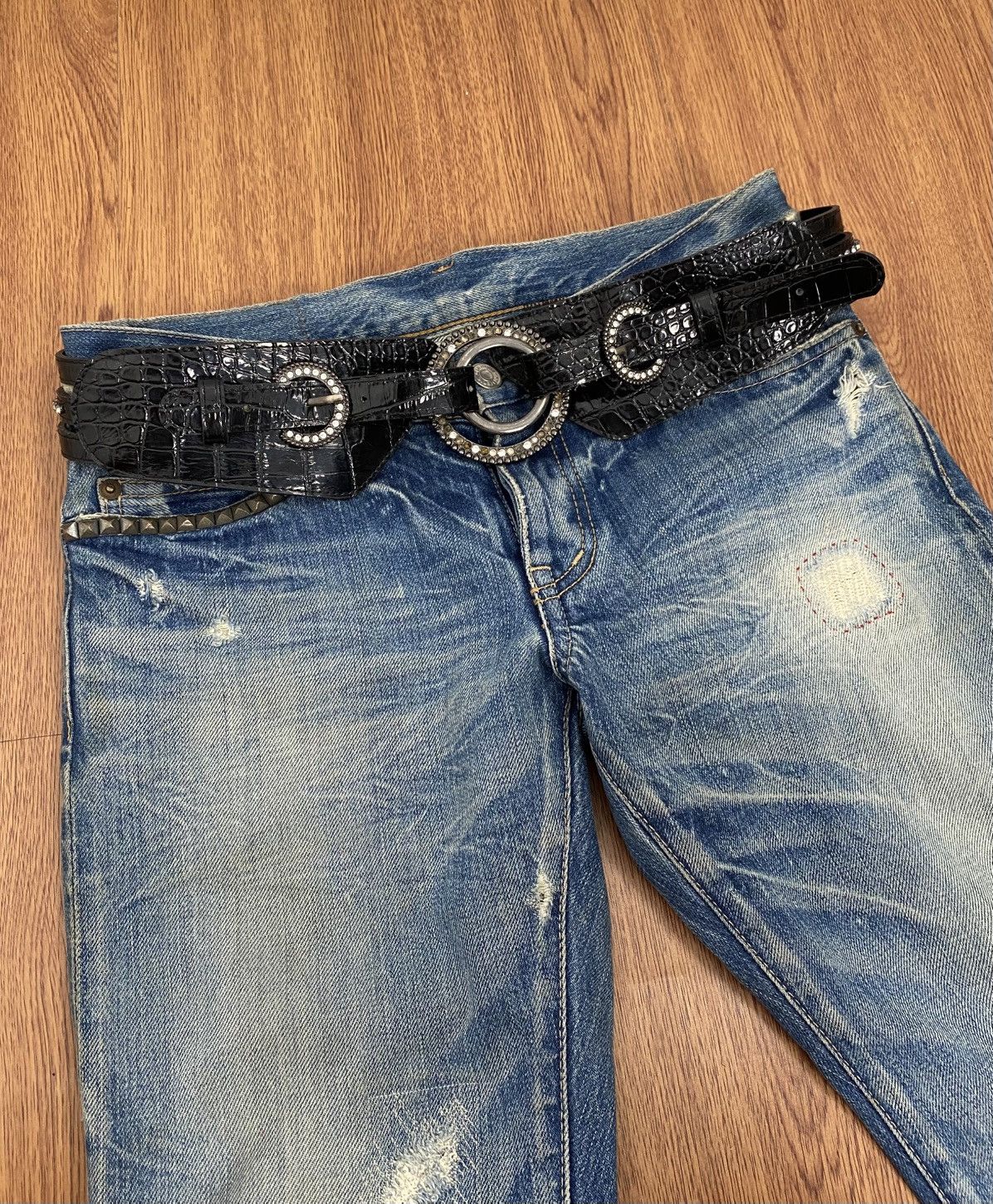 If Six Was Nine × Japanese Brand × Le Grande Bleu (L.G.B.) Black snakeskin crystal belt Size ONE SIZE - 2 Thumbnail