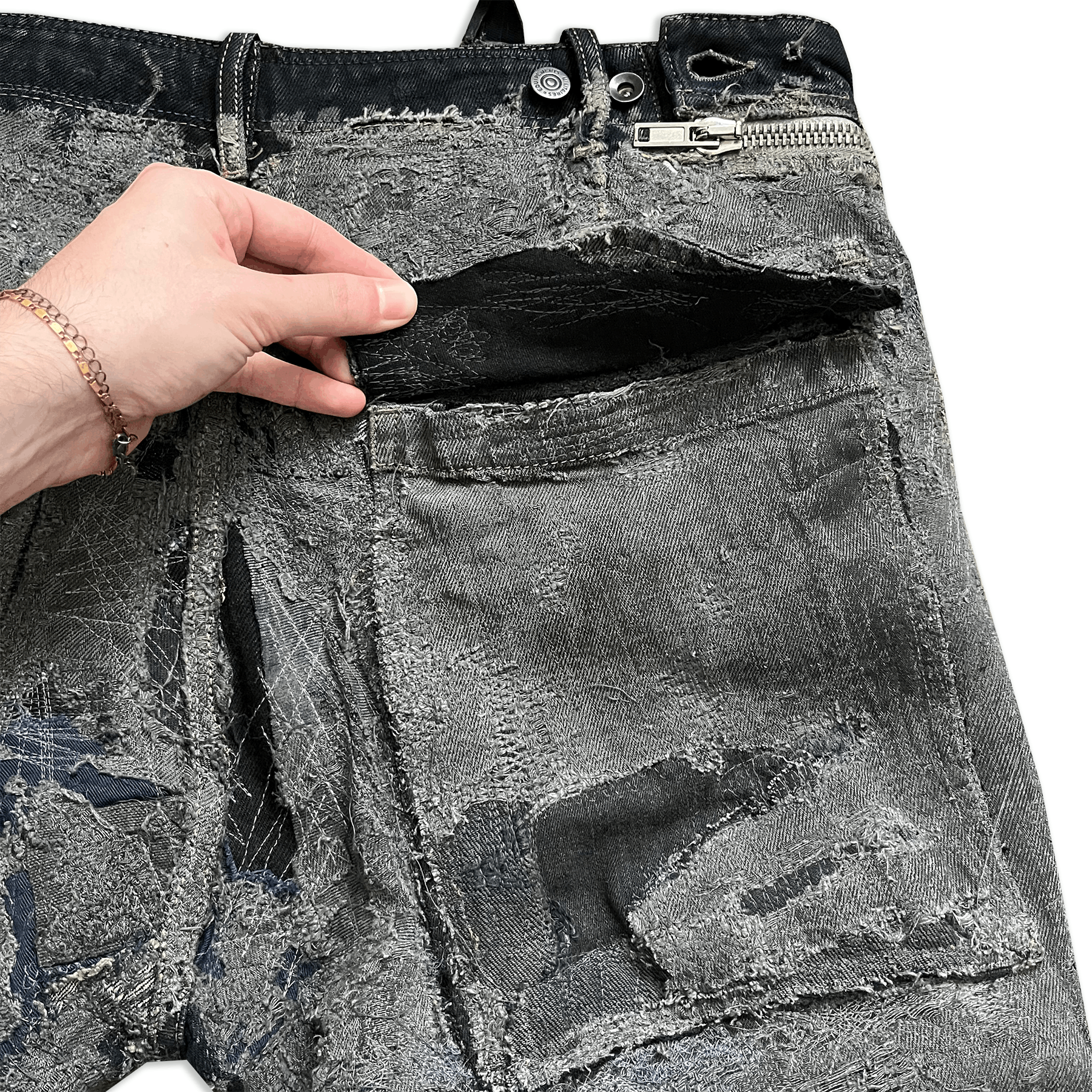 Rick Owens SS09 Rick Owens Hogwash Patchwork Denim Aircuts Size US 33 - 13 Thumbnail