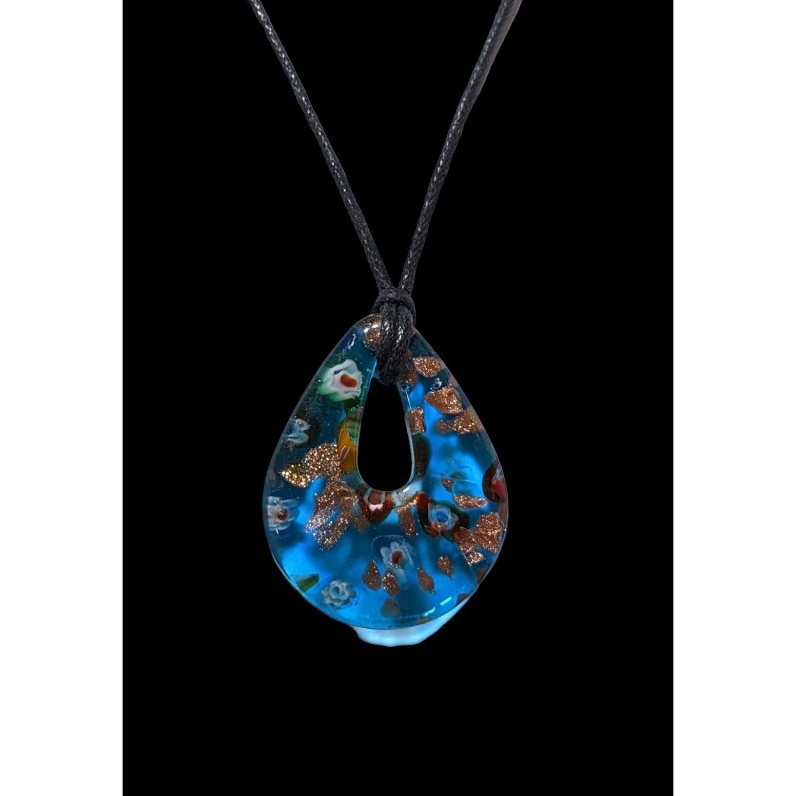 Other Blue Millefiori Glass Blue Teardrop Necklace Size ONE SIZE - 3 Thumbnail