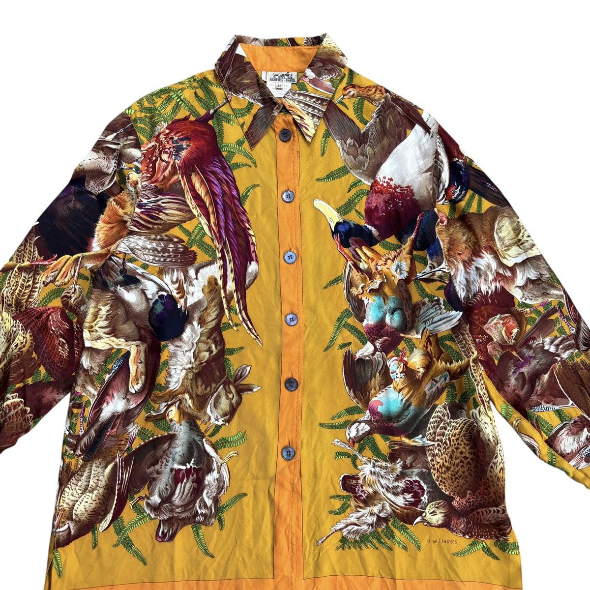 Hermes Vintage Hermes Henri de Linares Silk Shirt Size US M / EU 48-50 / 2 - 2 Thumbnail