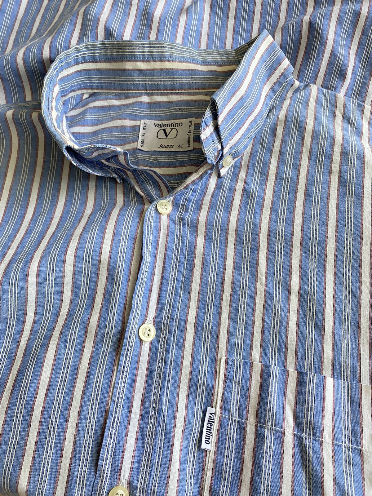 Valentino Vintage Valentino Garavani logo stripe ls shirt Size US L / EU 52-54 / 3 - 4 Thumbnail