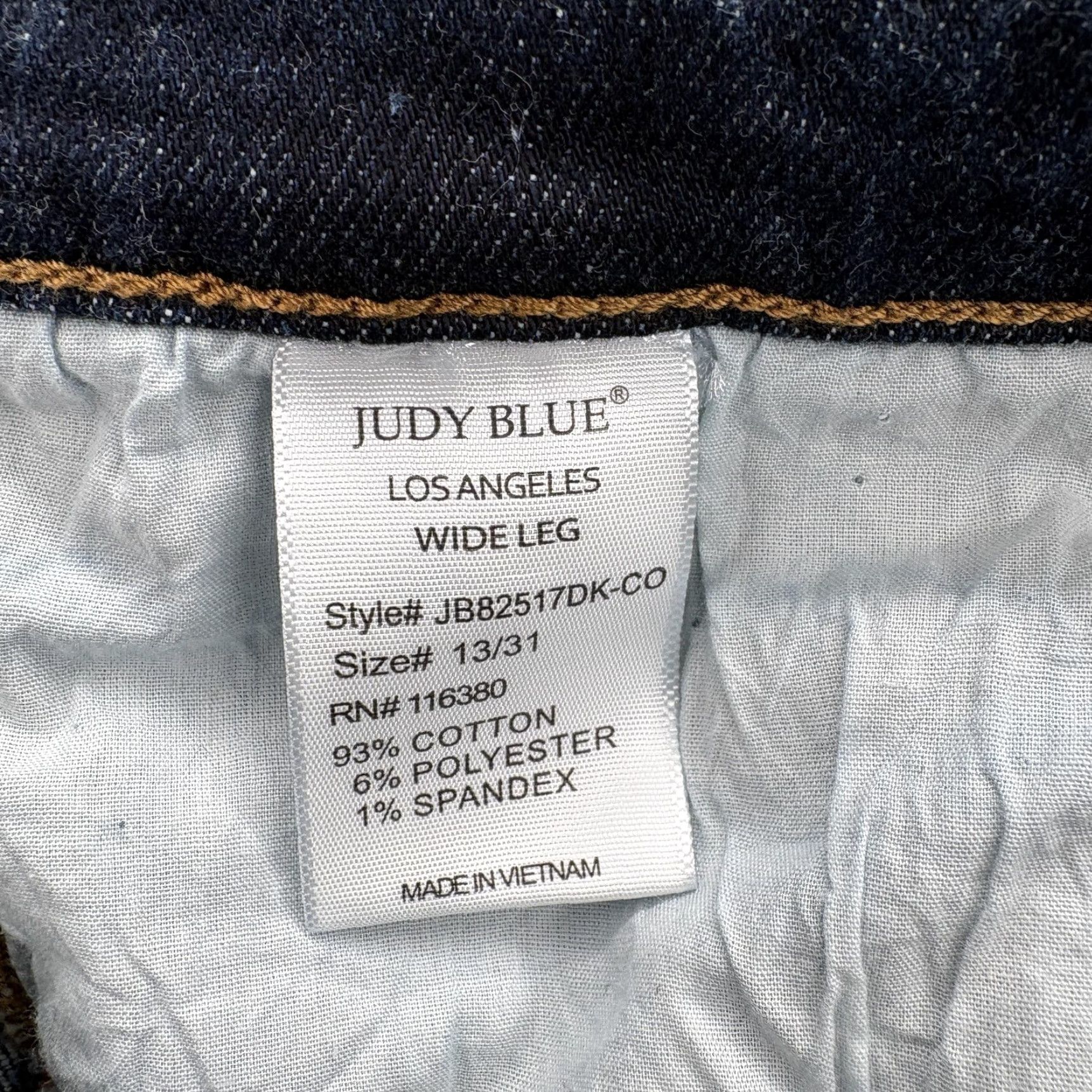 Denime Judy Blue Wide Leg Crop Jeans Womens 13/31 Dark Wash Raw Hem Stretch Denim WWomen’s Regular 31 Dark Blue Denim Jeans Size 24" / US 00 / IT 34 - 5 Thumbnail