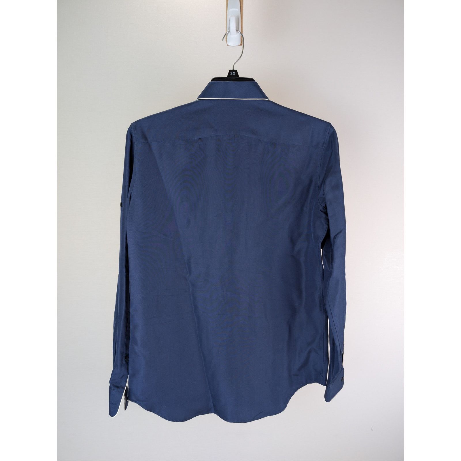 Valentino o1rshd1 CC20 silk piped Button up Shirt in Navy Blue Size US S / EU 44-46 / 1 - 10 Thumbnail