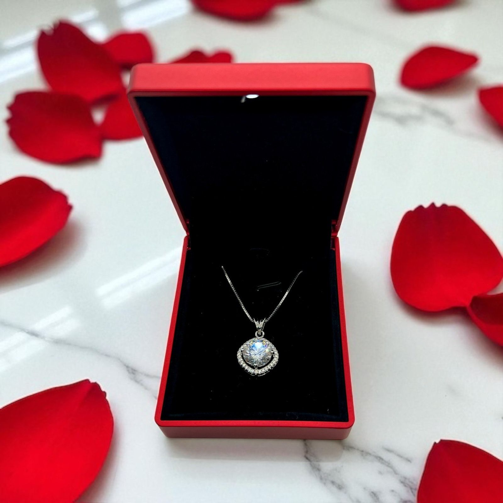 Vintage Italian Sterling Silver Cubic Zirconia Halo Pendant Necklace Size ONE SIZE - 3 Thumbnail