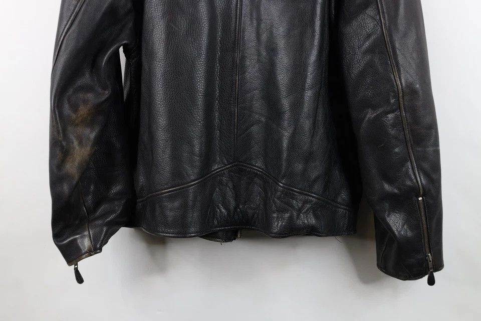 Vintage Vintage 90s Streetwear Heavyweight Leather Jacket Dark Brown Size US L / EU 52-54 / 3 - 15 Thumbnail