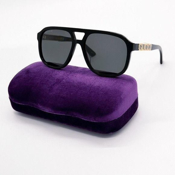 New Authentic Gucci GG0912s 001 Black Sunglasses with Purple & Gold Case NEW GUCCI GG1425S 003 SQUARE HAVANA PURPLE WOMEN SUNGLASSES  main image 2