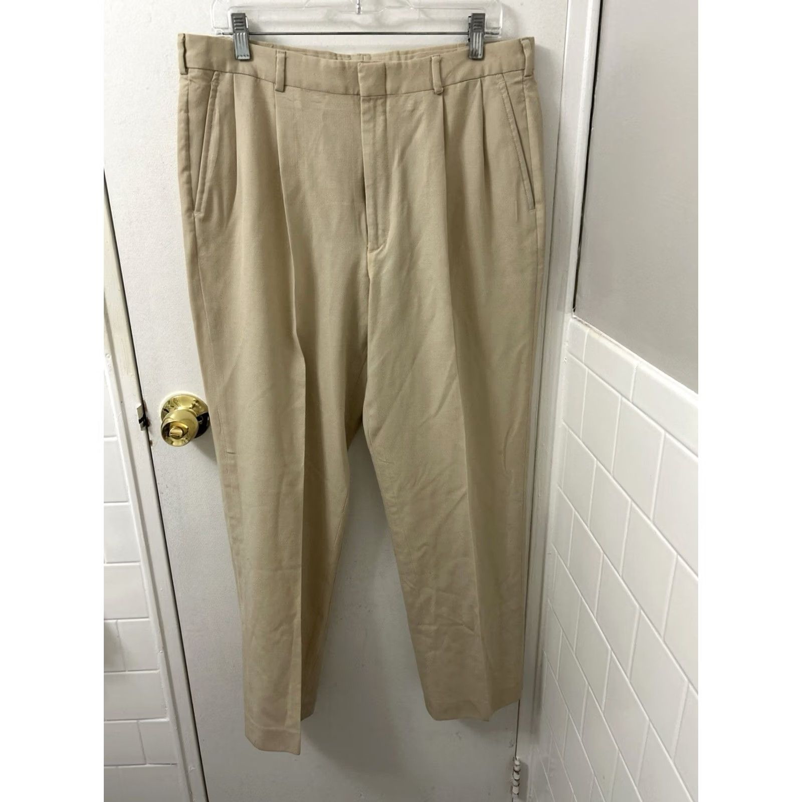 Lands' End VTG Lands' End Direct Merchants Pants Mens 34x29 Tan 100% Wool Chino Trousers Slim? Classic? Wait: ensure original words only. Size US 36 / EU 52 - 2 Thumbnail