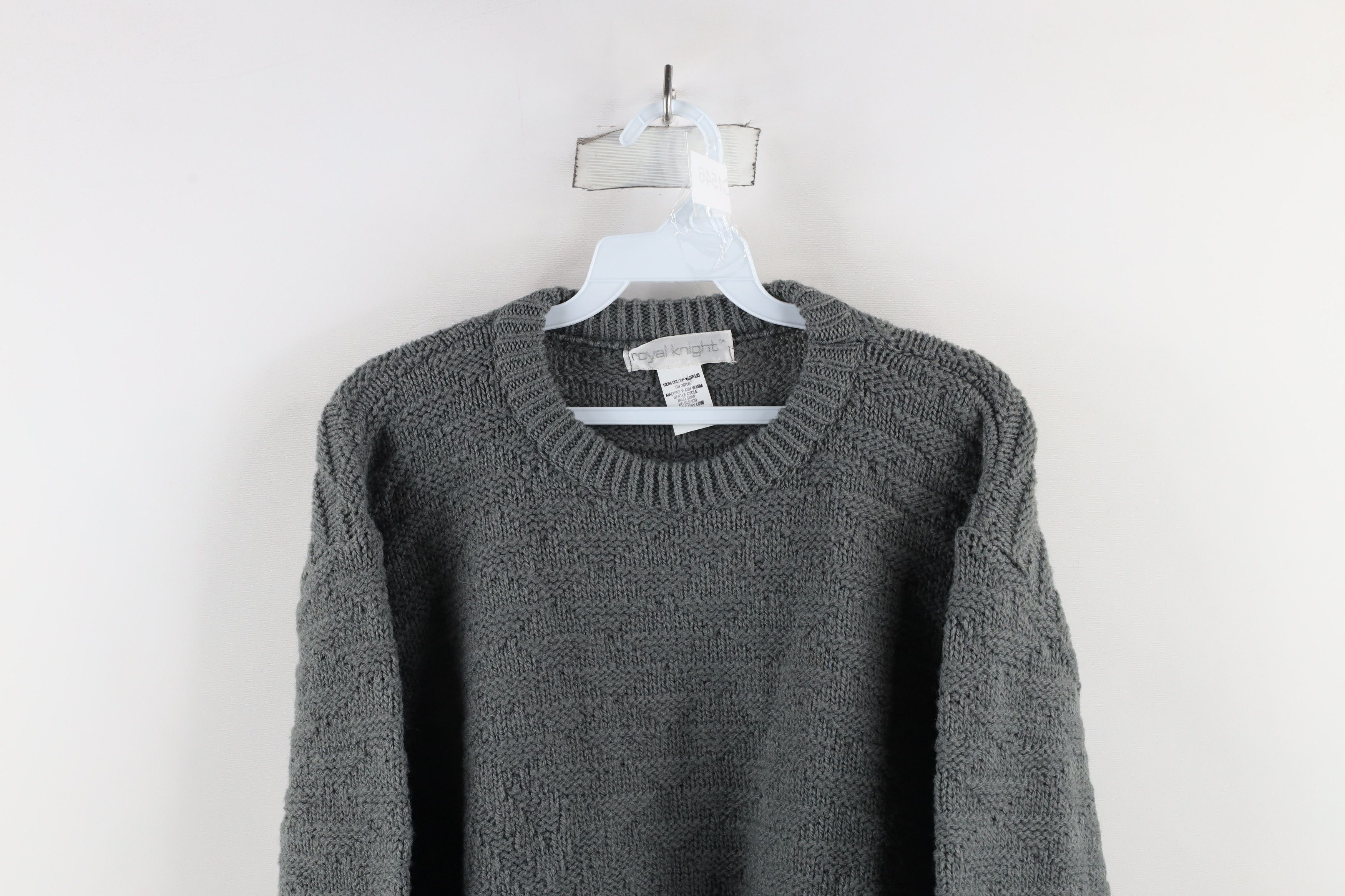 Vintage Vintage 90s Streetwear Chunky Knit Crewneck Sweater Gray USA Size US XL / EU 56 / 4 - 2 Thumbnail