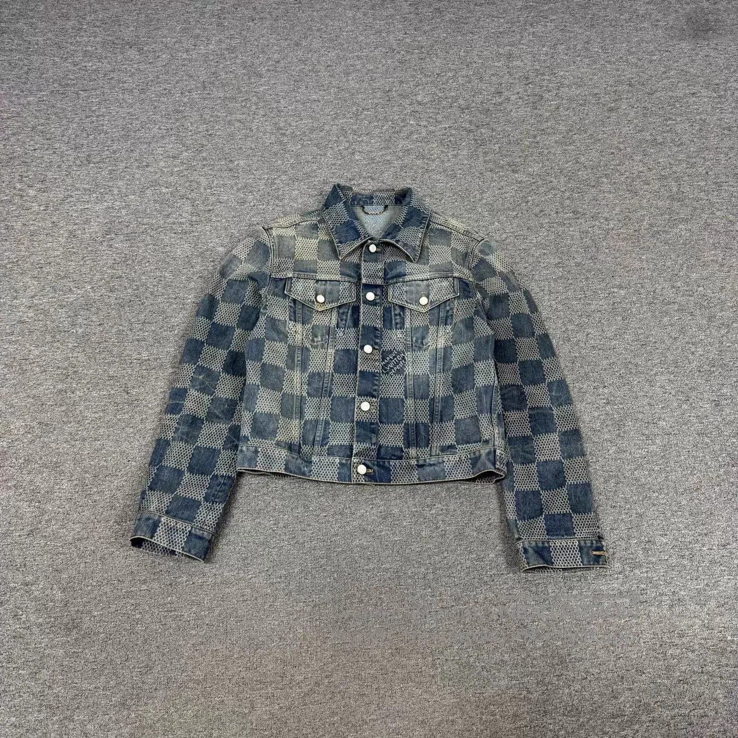 Louis Vuitton Blue Checkered Denim Jacket (Size L). Size US L / EU 52-54 / 3 - 1 Thumbnail