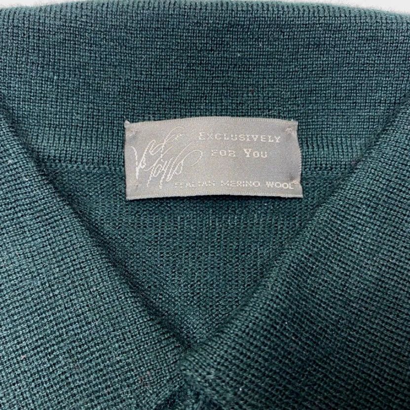 Lord & Taylor VINTAGE Lord & Taylor 1/2 Button Collard Sweater Merino Wool Men's Large Green Size US L / EU 52-54 / 3 - 6 Thumbnail
