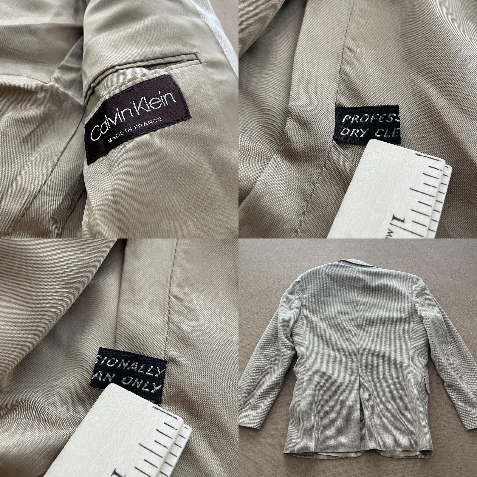 Calvin Klein Calvin Klein Blazer Mens Small Beige White 2 Button Sport Coat Classic Wool Tweed Notch Lapel Regular Fit/Gently Worn Size 36R - 8 Thumbnail