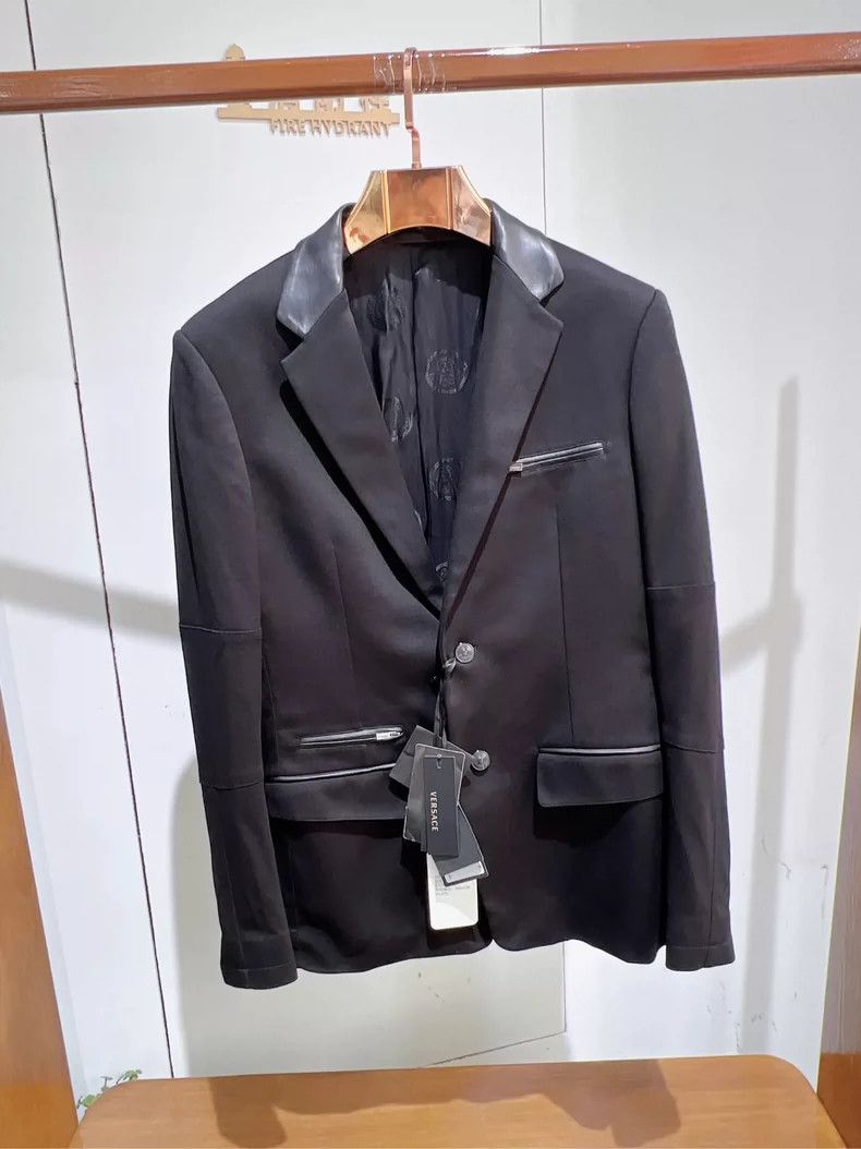 Versace Versace Black cotton leather trim Size US M / EU 48-50 / 2 - 8 Thumbnail