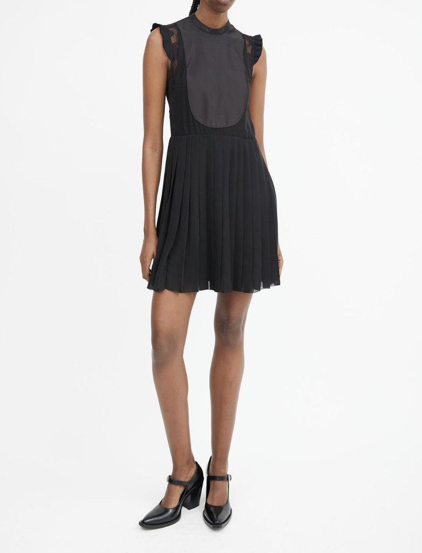 Miu Miu MIU MIU 2014 Black Lace Panelled Pleated Mini Dress IT 42 Size M / US 6-8 / IT 42-44 - 2 Thumbnail