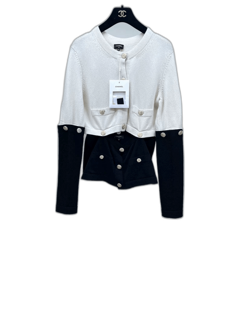 Chanel Chanel Black and White Knit Cardigan -2505 Size US M / EU 48-50 / 2 - 1 Thumbnail