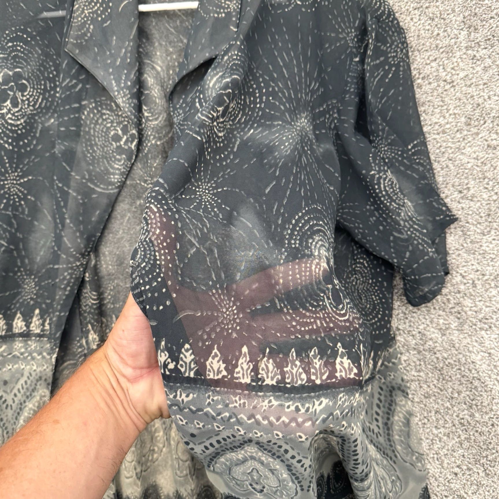 Vintage VINTAGE Nancy-K 2 Piece Dress Outfit/Set 1X Plus Gray Sheer Lined Maxi 90s Y2K Bohemian Hippie Whimsigoth Lagenlook Womens Size XL / US 12-14 / IT 48-50 - 7 Thumbnail