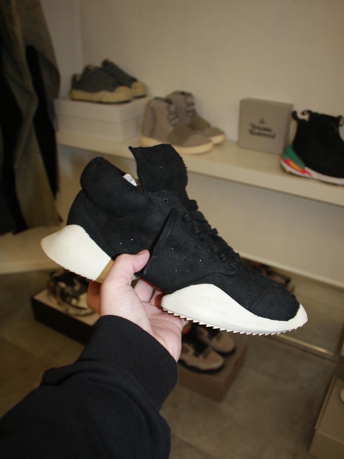 Adidas × Rick Owens Rick Owens x Adidas Runner Soft Leather Black Size US 6 / EU 39 - 3 Thumbnail