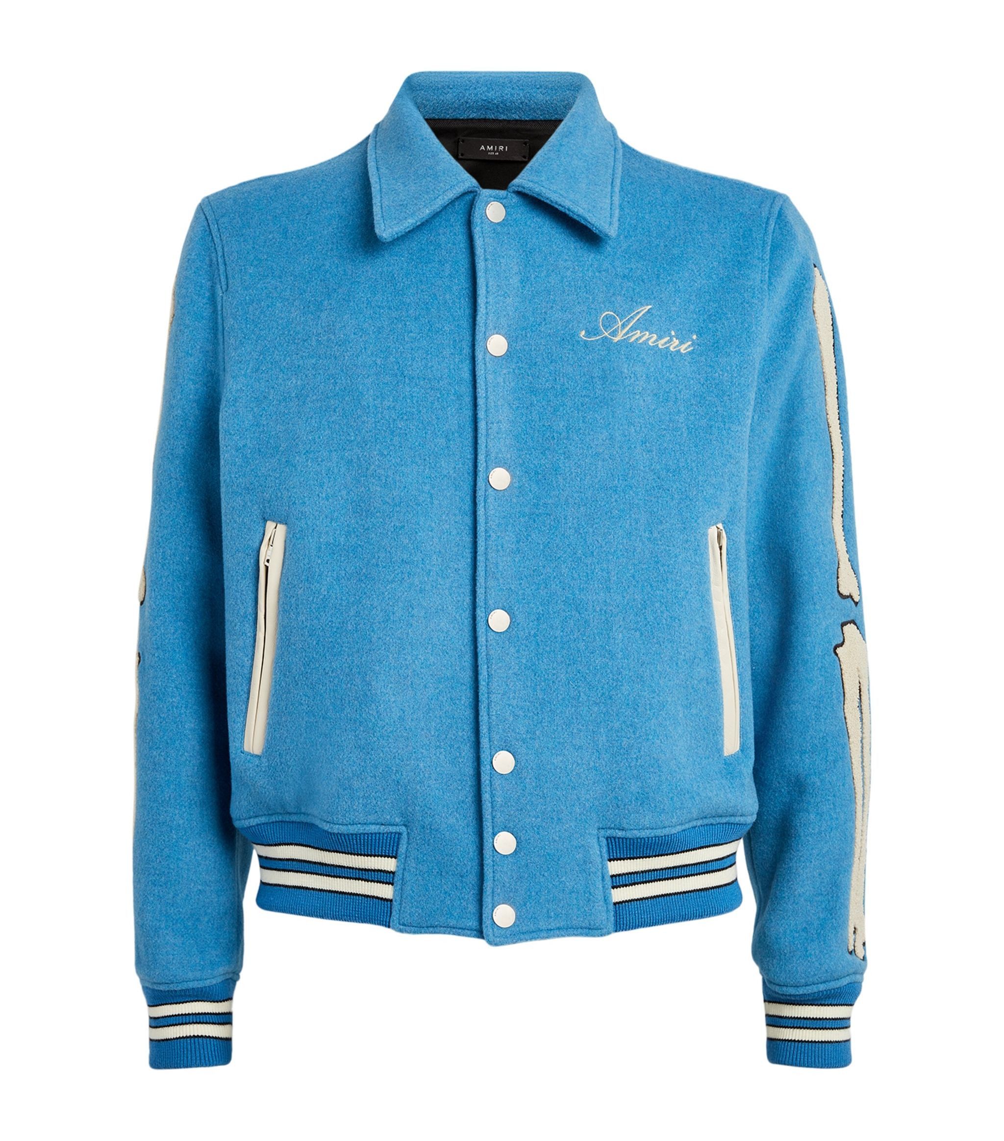 Amiri o1gr1nt1024 Bones Varsity Jacket in Varsity Blue Size US M / EU 48-50 / 2 - 2 Thumbnail