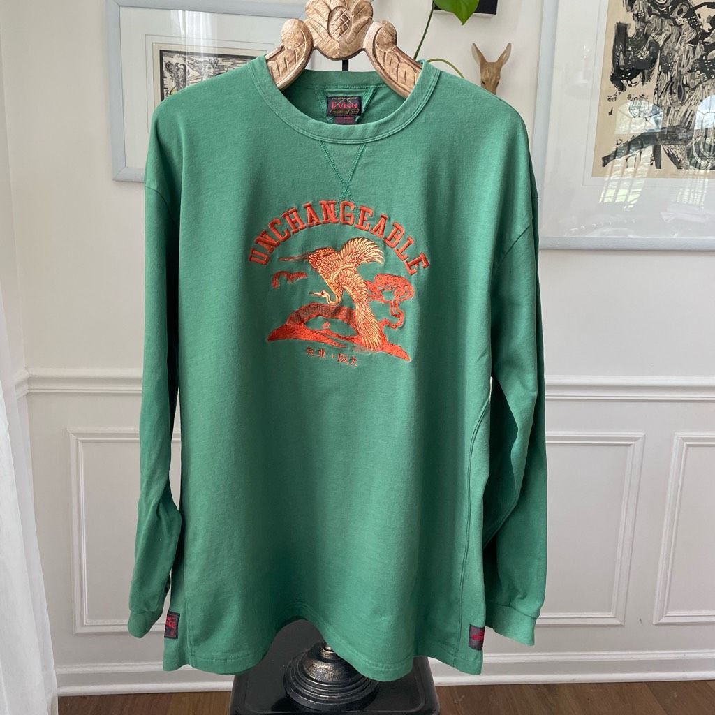 Evisu Evisu Men's T-shirt Green Long Sleeve Unchangeable White Her Size US XXL / EU 58 / 5 - 2 Thumbnail