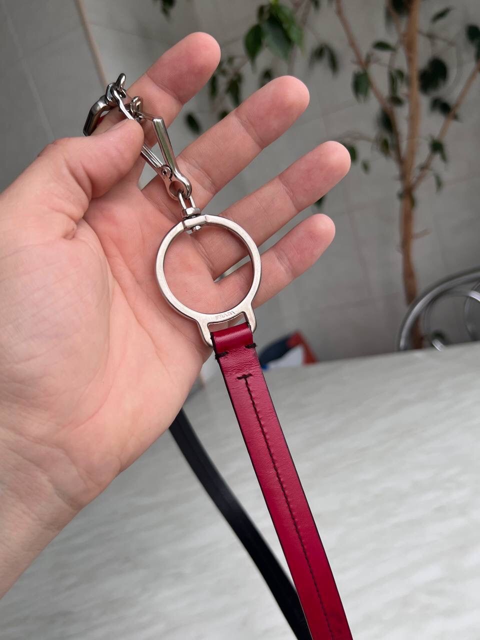 Prada × Vintage PRADA Womens Logo Buckle Belt y2k grunge red leather Size ONE SIZE - 13 Thumbnail