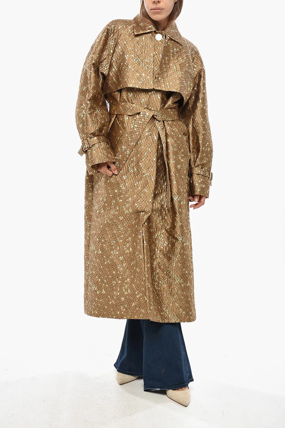 Max Mara og1mm0426 Jacquard Coat in Gold Size S / US 4 / IT 40 - 4 Thumbnail