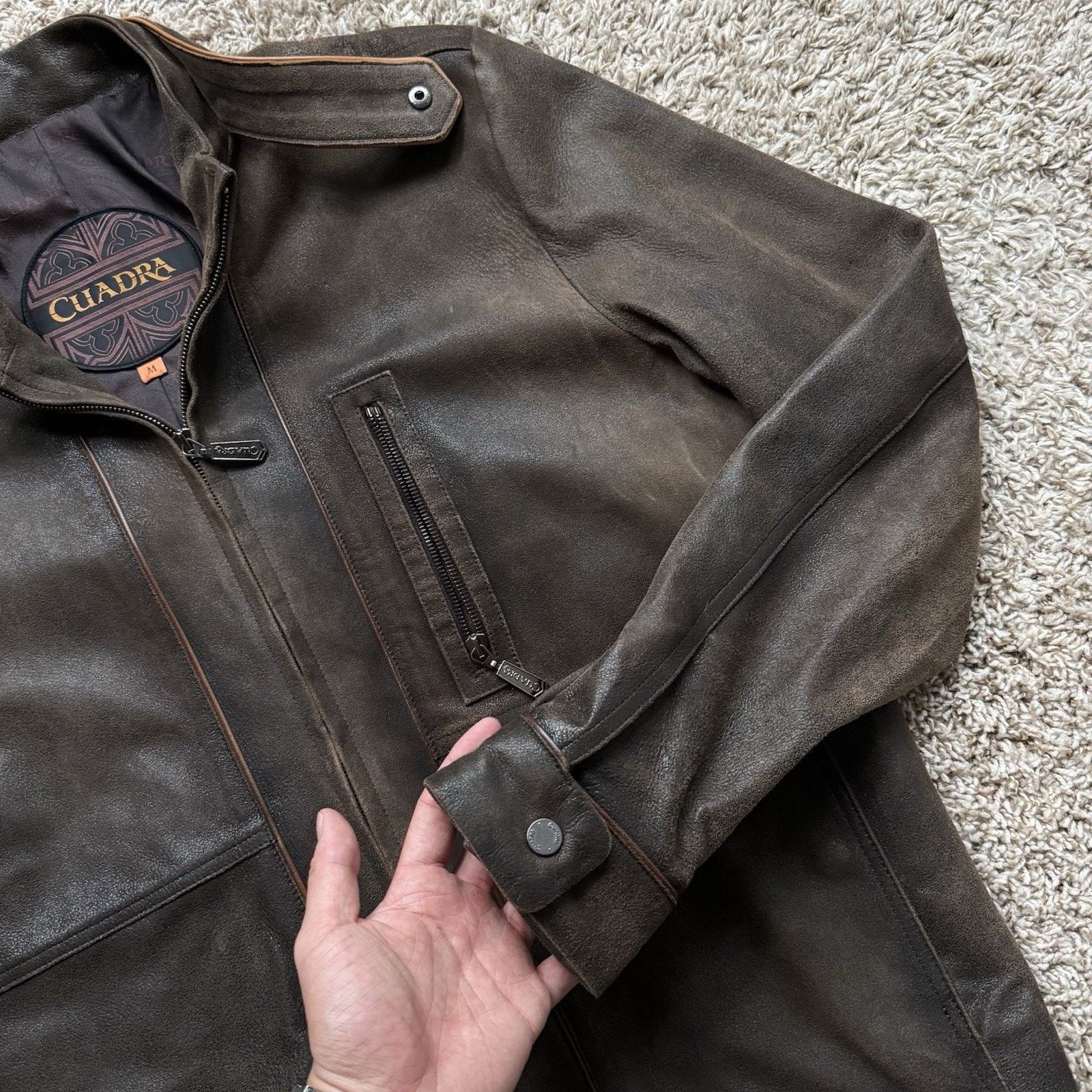 Cuadra Cuadra Brown Leather Jacket Honey Ovine Lamb Leather Moto Size US M / EU 48-50 / 2 - 3 Thumbnail