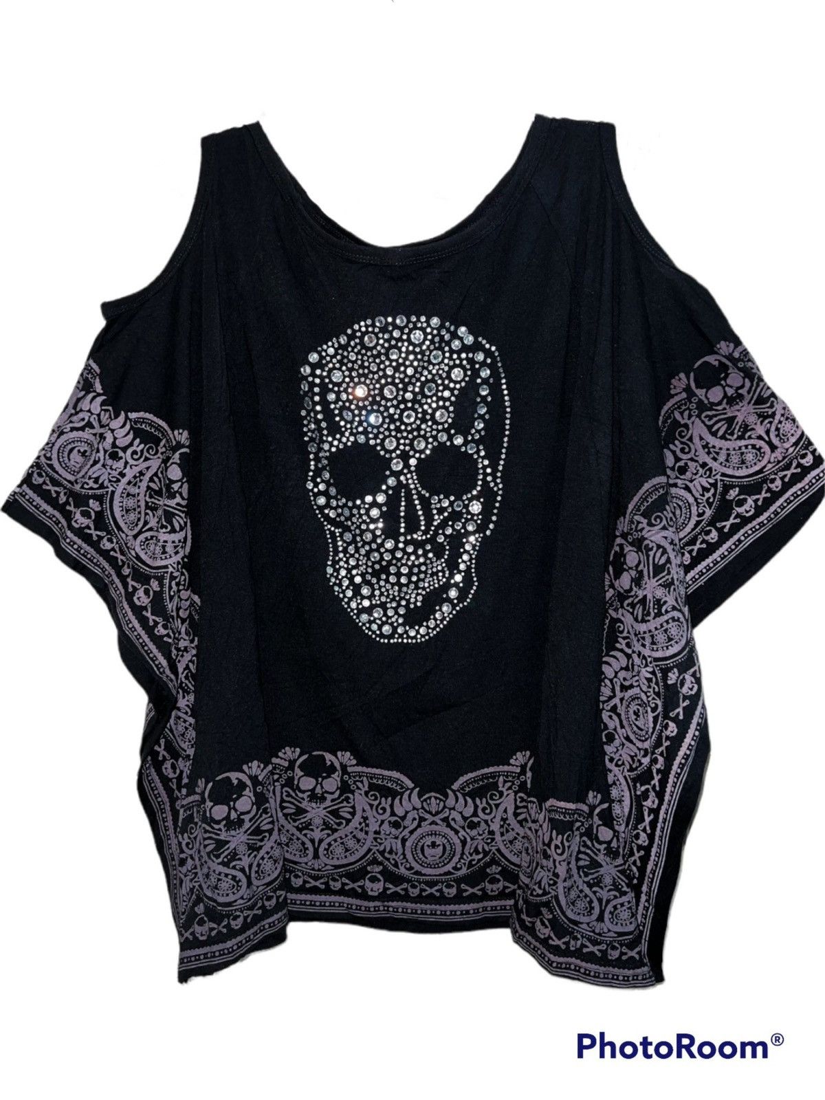 Japanese Brand Poncho rhinestone off shoulder top ☠️ Size ONE SIZE - 3 Thumbnail