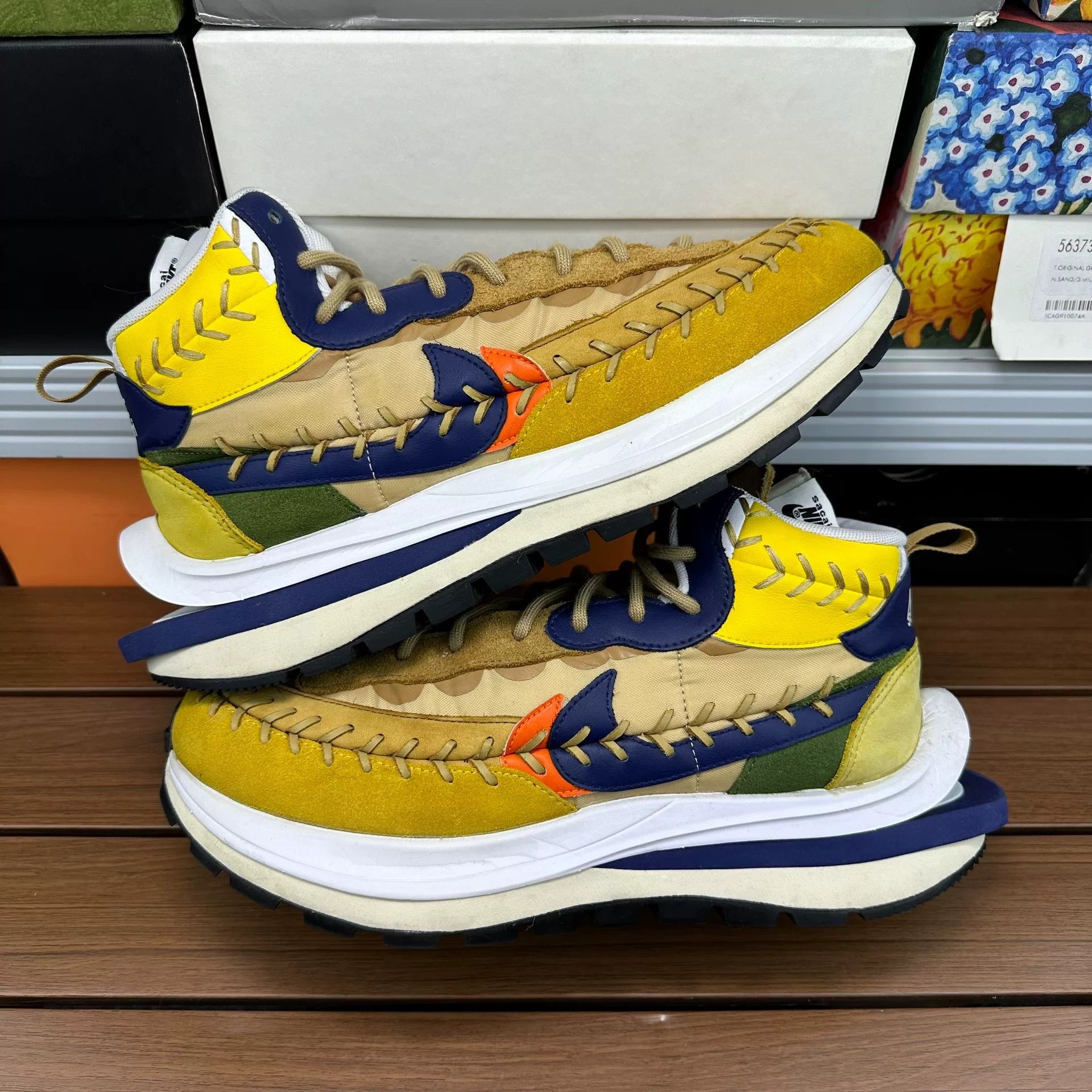 Sacai Sacai Collab Yellow Hitop Sneakers 11 Men Size US 11 / EU 44 - 1 Thumbnail