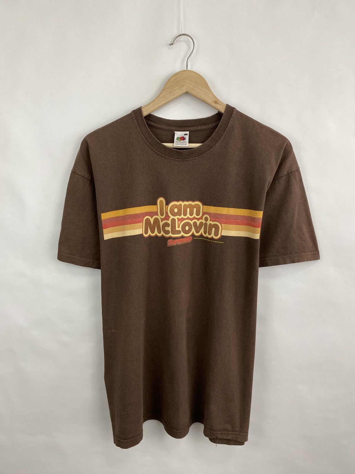 Fruit Of The Loom Vintage 2008 I Am McLovin Superbad Brown T-Shirt rare retro Size US L / EU 52-54 / 3 - 3 Thumbnail