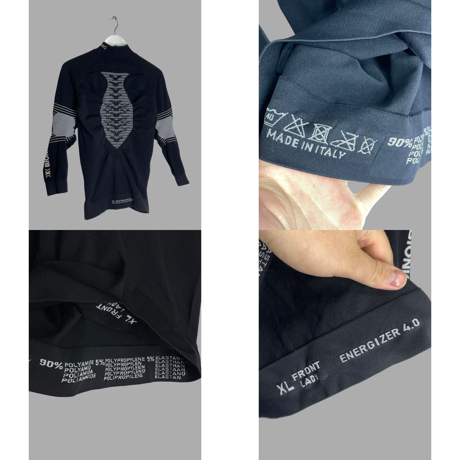 Vintage X-BIONIC Energizer 4.0 Women's Long Sleeve Compression Shirt XL Black Athletic Base Layer Sports Ski Hiking Cycling Womens Size XL / US 12-14 / IT 48-50 - 10 Thumbnail