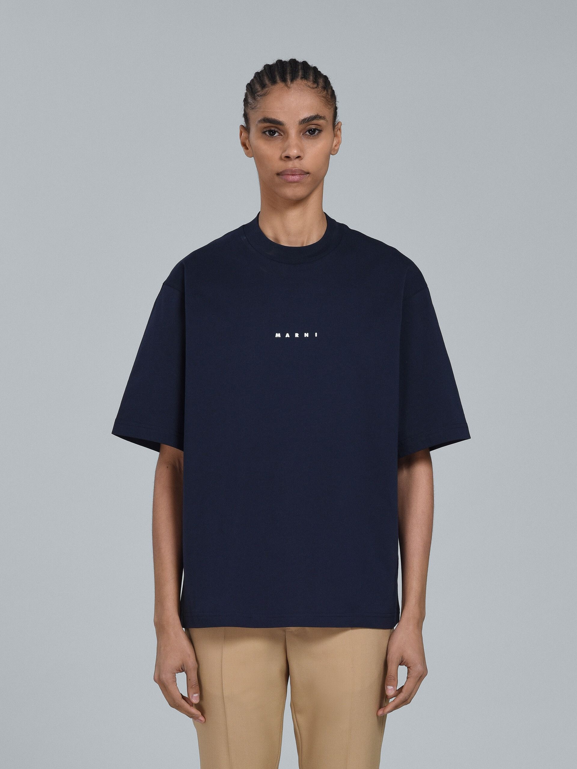 Marni o1f1d3z0825 Logo T-Shirt in Blue Size L / US 10 / IT 46 - 2 Thumbnail