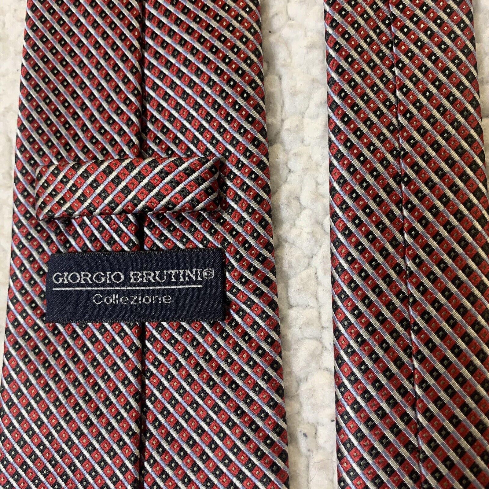 Giorgio Brutini Giorgio Brutini Tie Red Black Tiny Geometric Print Pattern Size ONE SIZE - 4 Thumbnail