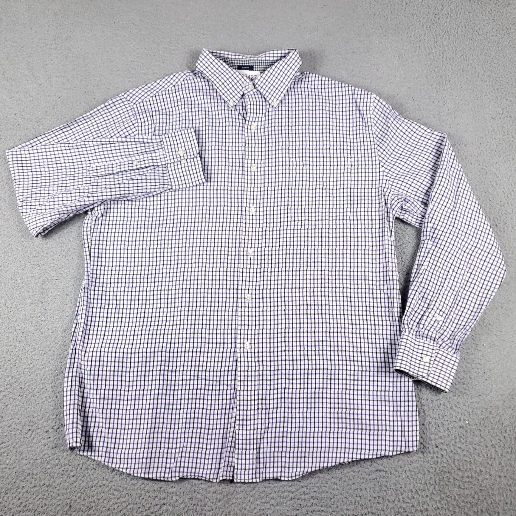 Tommy Hilfiger Tommy Hilfiger Dress Shirt Mens 17 Purple Check Button-Down Long Sleeve, 100% Cotton, Casual & Formal Ready, Regular Fit, Vintage? No Size 46R - 2 Thumbnail