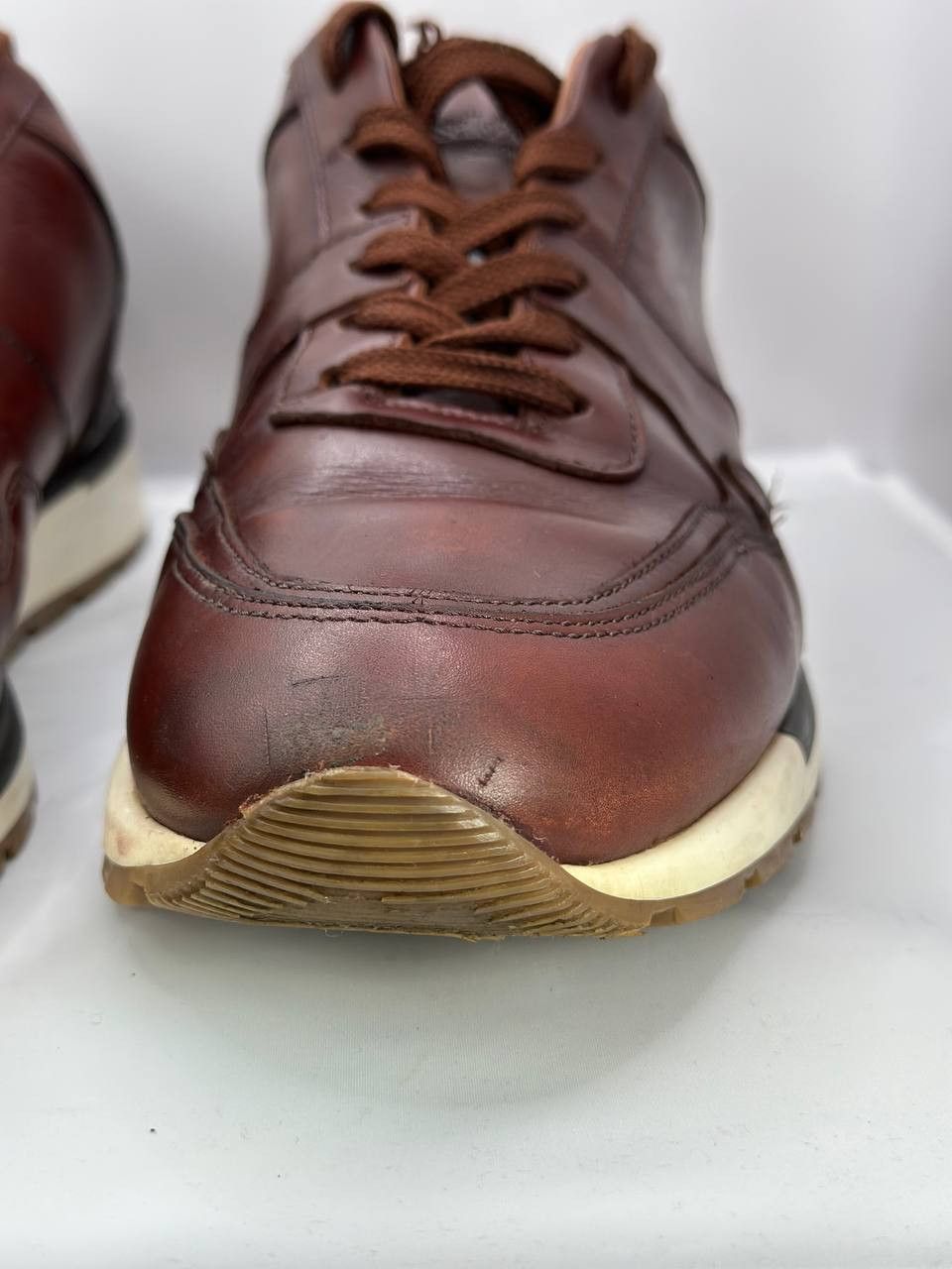 Russell & Bromley RUSSELL & BROMLEY Lomond Lace-Up Sneaker Shoes Brown Leather Size US 11.5 / EU 44-45 - 7 Thumbnail