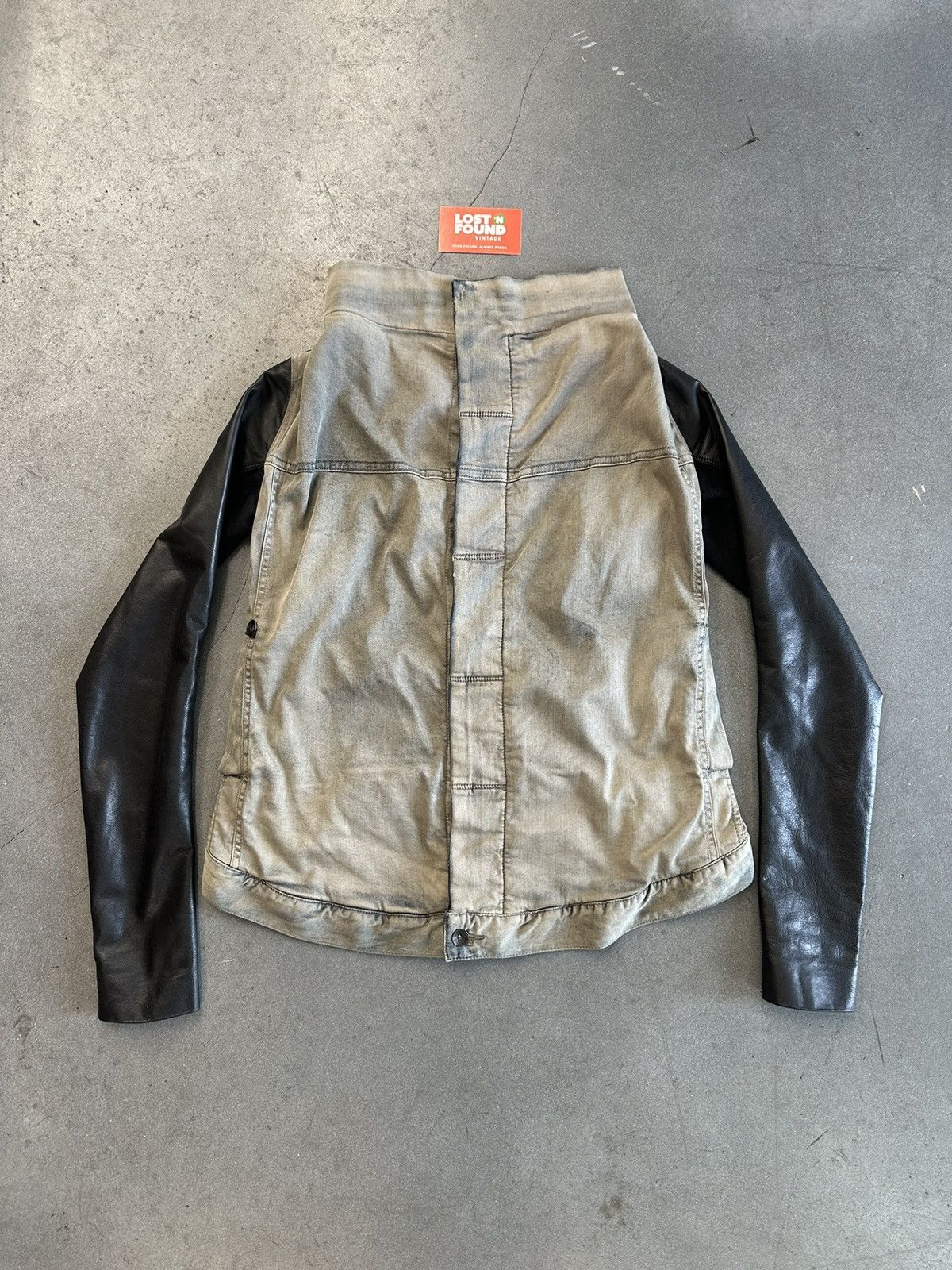 Rick Owens Rick Owens Drkshdw Leather Sleeve Denim Jacket | Grailed