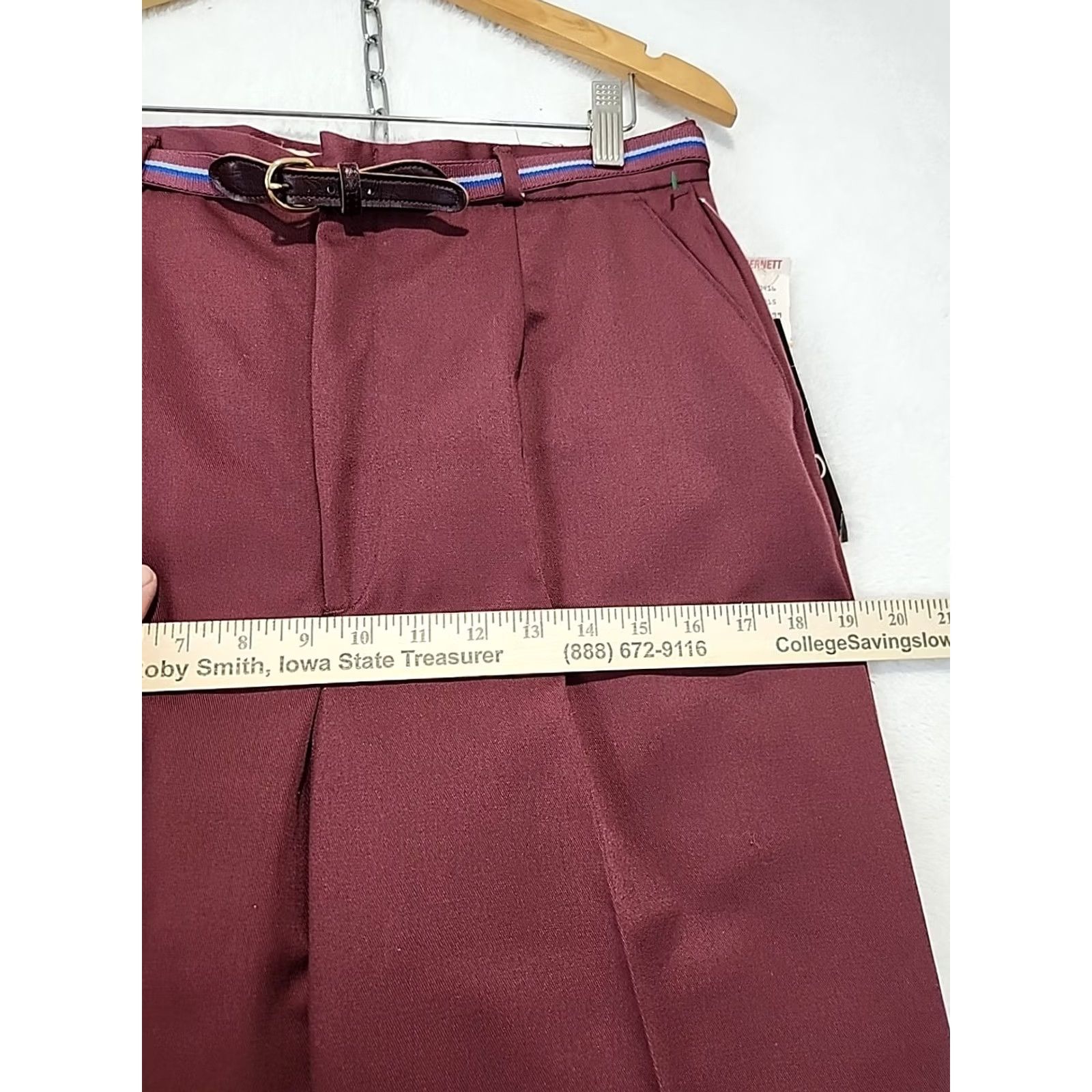 Vintage VINTAGE Lord Isaacs Belted Cranberry Womens High Rise Slacks 80s Dress Pants Straight Leg Size 16 Red Pockets Belted Button Zip Casual Mens Womens Size ONE SIZE - 6 Thumbnail