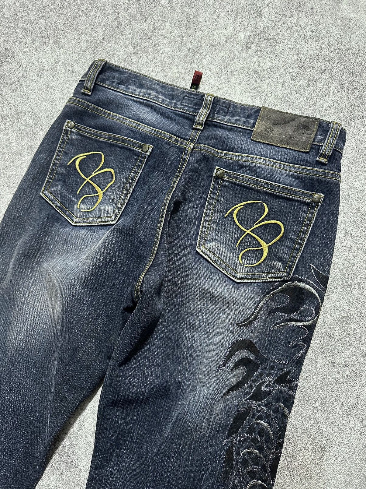 If Six Was Nine Japanes C.O.X Embroidery Dragon Flared Jeans Size US 28 / EU 44 - 4 Thumbnail