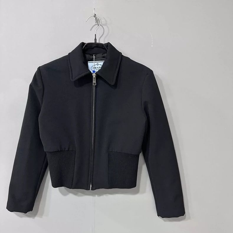 Prada Prada Size 38 Black short zipper cotton jacket 2502-Nexta Size US XS / EU 42 / 0 - 2 Thumbnail