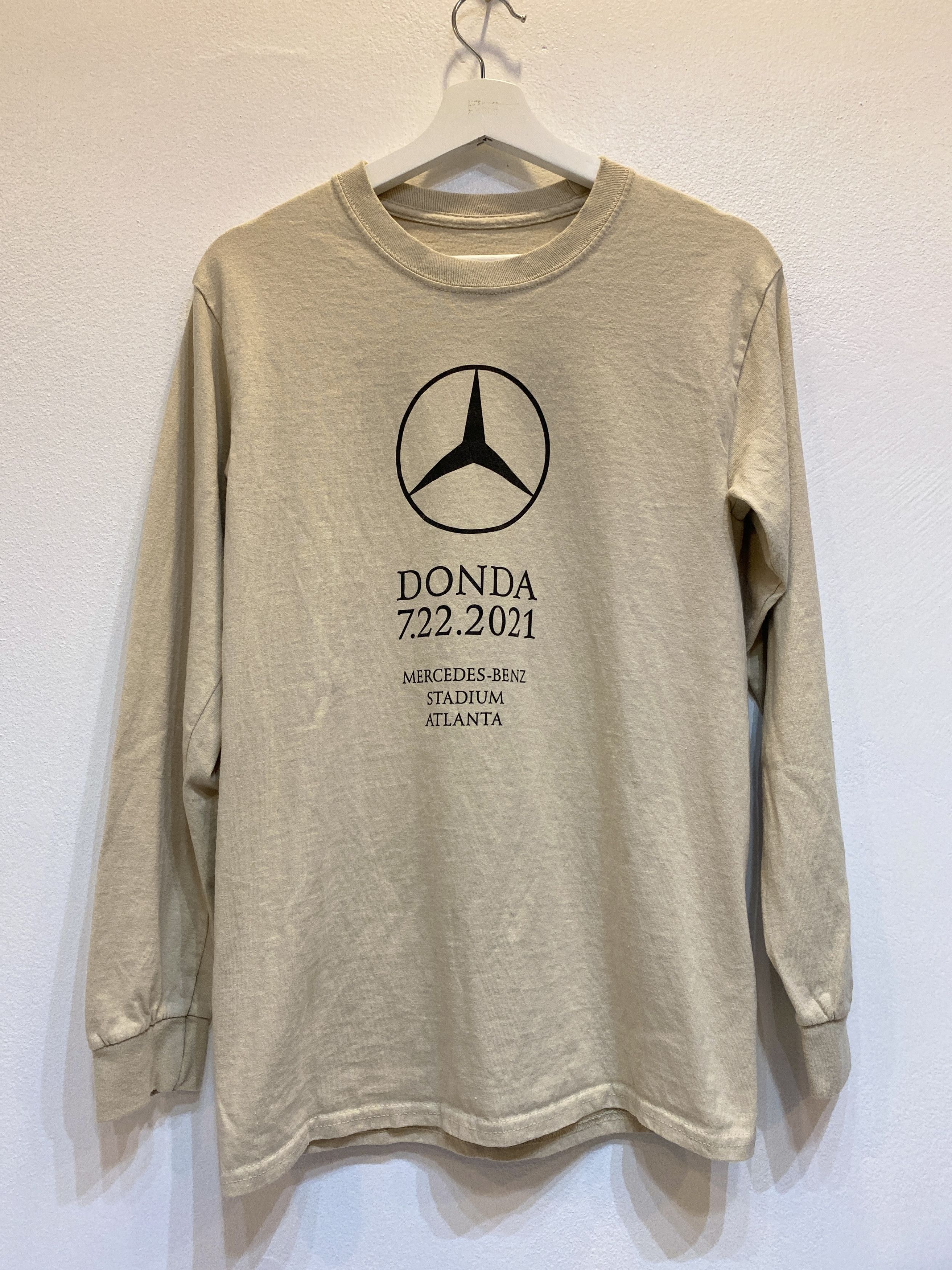 image of Hype x Kanye West Donda Mercedes Benz Long Sleeve Tee Size S in Beige, Men's