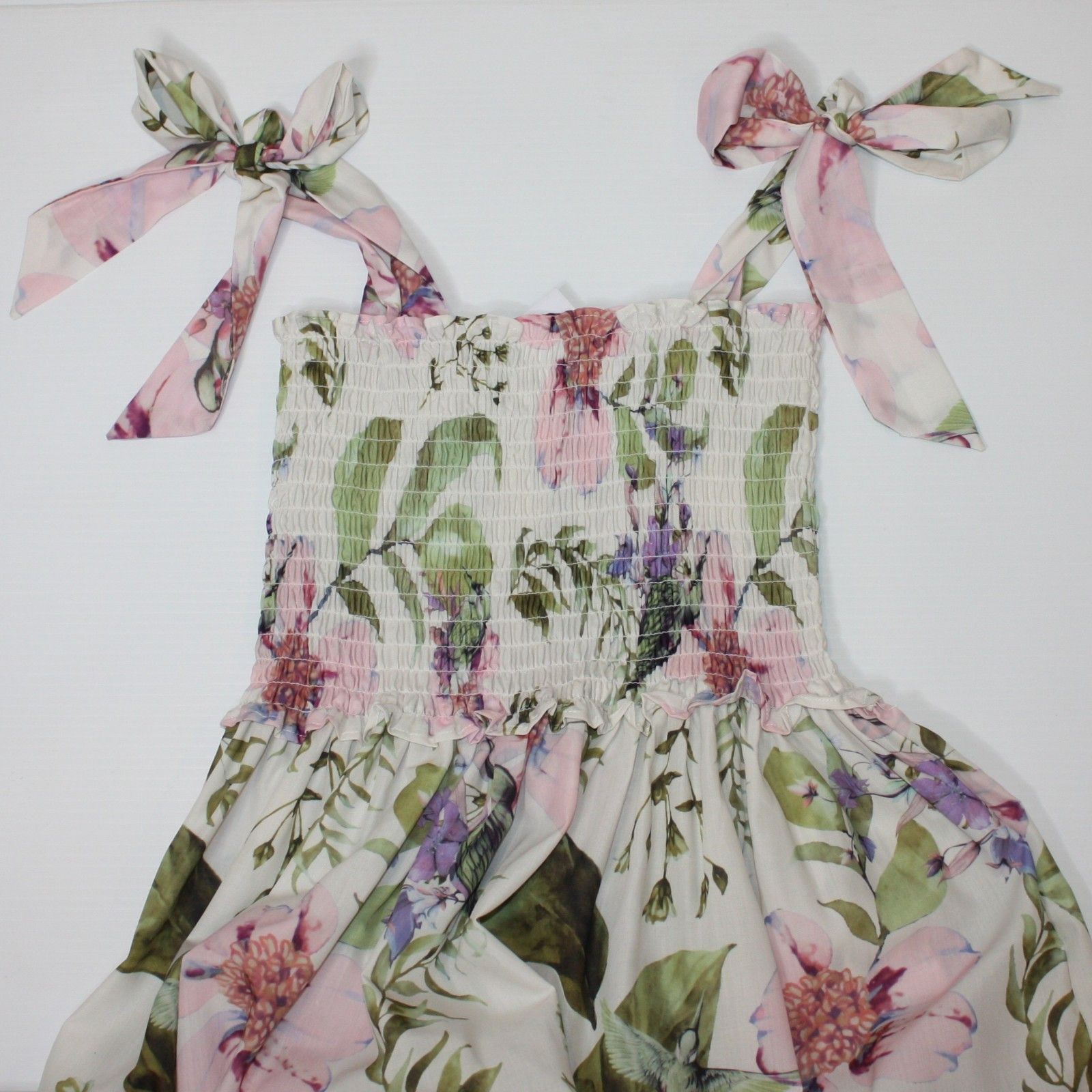 Other Goodnight Macaroon Floral Tie Shoulder Shirred Dress Size S / US 4 / IT 40 - 4 Thumbnail