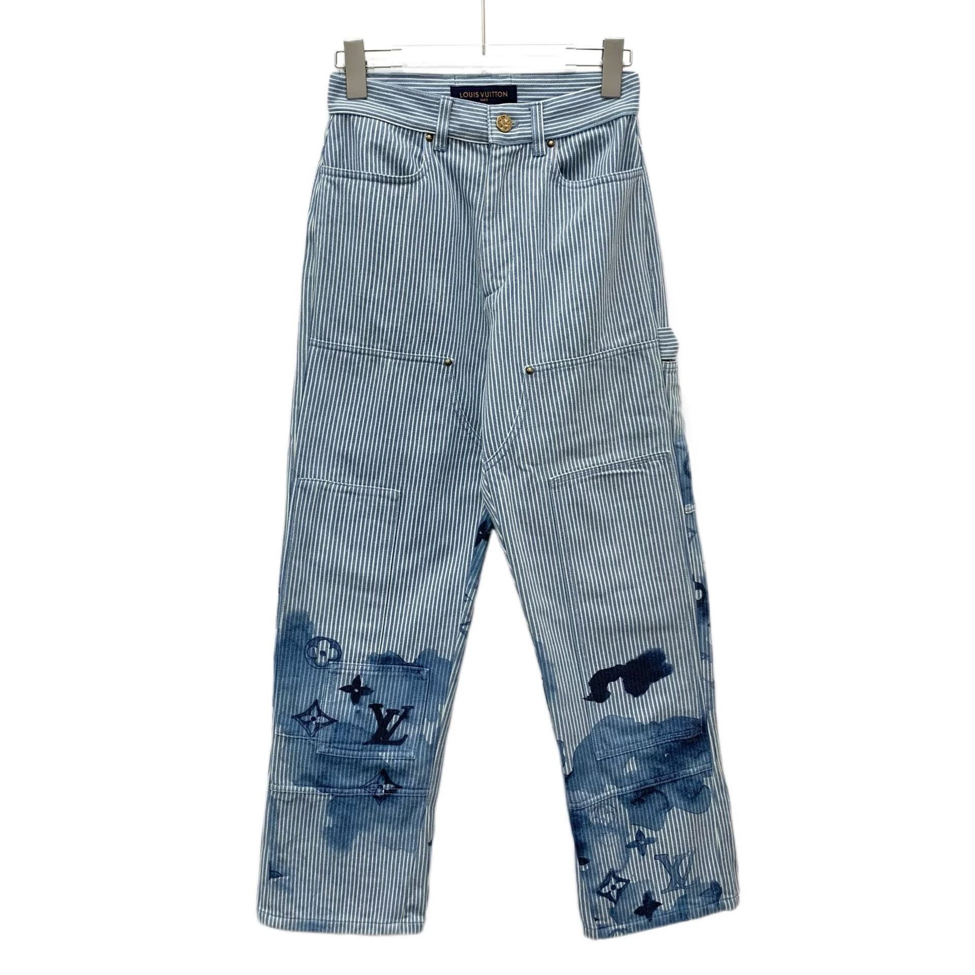 Louis Vuitton Louis Vuitton Blue Monogram Stripe Cotton Jeans Size US 32 / EU 48 - 1 Thumbnail