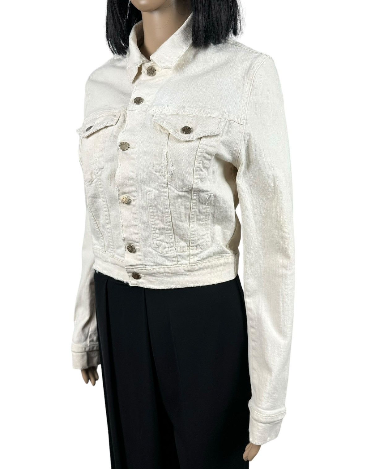 Acne Studios Acne Studios Distressed Denim Jacket Tag Used Ecru size 38 Size XS / US 0-2 / IT 36-38 - 4 Thumbnail