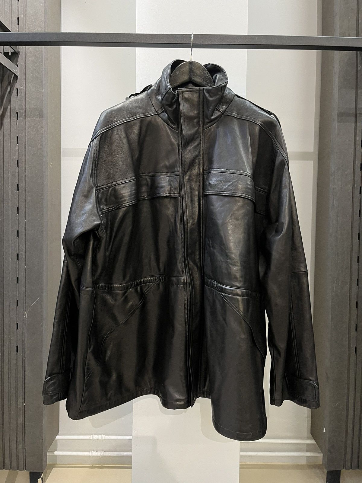 image of Balenciaga Ss24 Unreleased Showroom Leather Hooded Parka in Brown, Men's (Size XL)