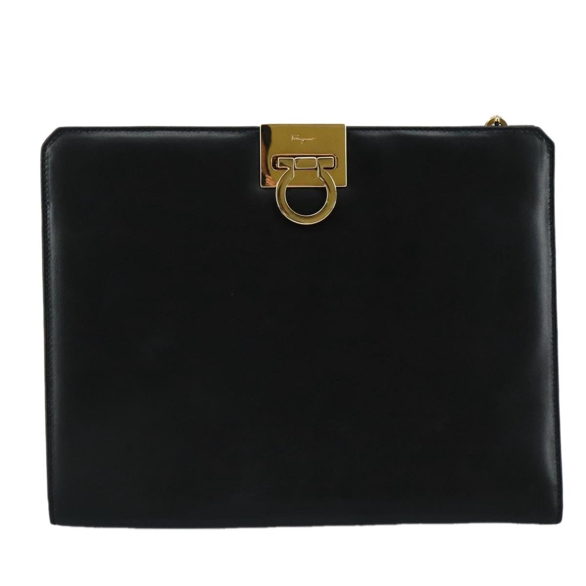 Salvatore Ferragamo Salvatore Ferragamo Gancini Shoulder Bag Leather Black Gold Size ONE SIZE - 13 Thumbnail