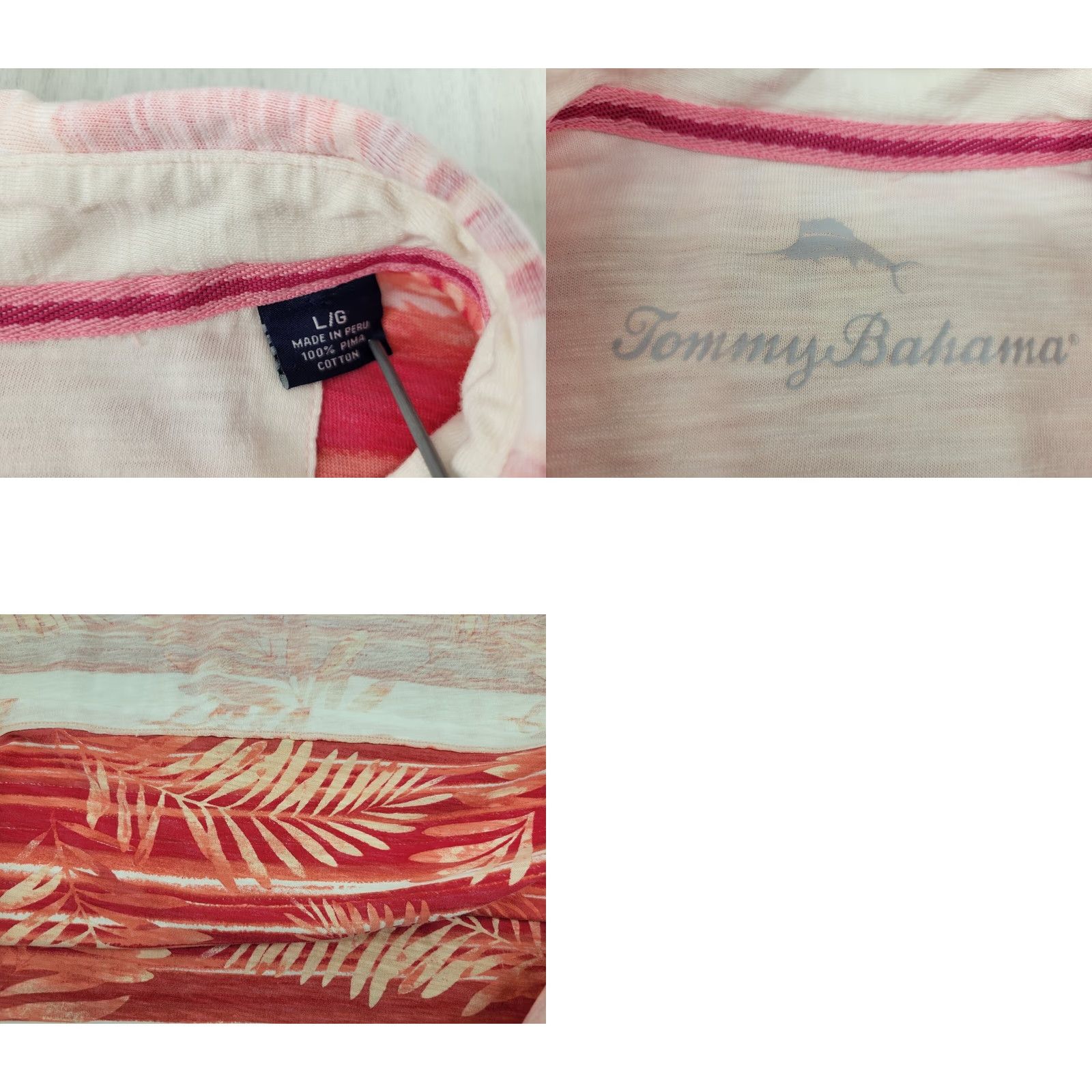 Tommy Bahama Tommy Bahama Polo Pink Mens Size Large 1/4 Button Shirt Casual Hawaiian Bahamas Vacation Beach Golf Short Sleeve Pattern Palm Trees 90s? Size US L / EU 52-54 / 3 - 8 Thumbnail