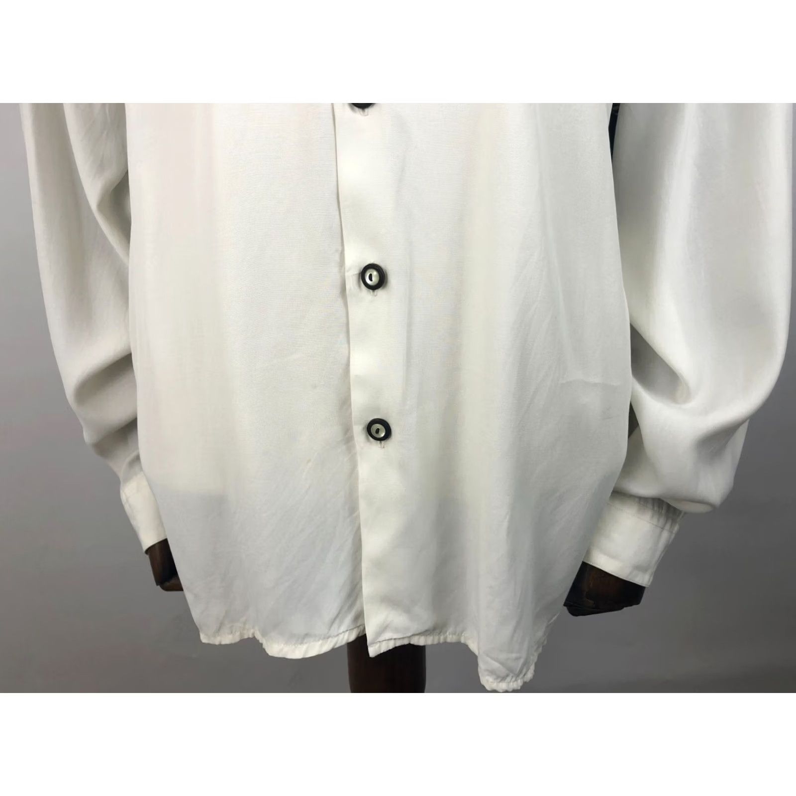 Vintage Maurice Emde Shirt Button-Up Men 5 Black Striped Viscose Regular Long Sleeve Collared Fall Spring Summer Weekender-Style Women? Size US S / EU 44-46 / 1 - 6 Thumbnail