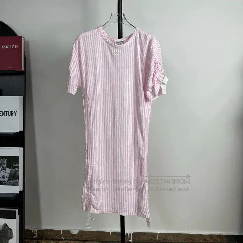 Chanel Chanel Pink Striped Cotton Women's Dress . Size XS / US 0-2 / IT 36-38 - 1 Thumbnail