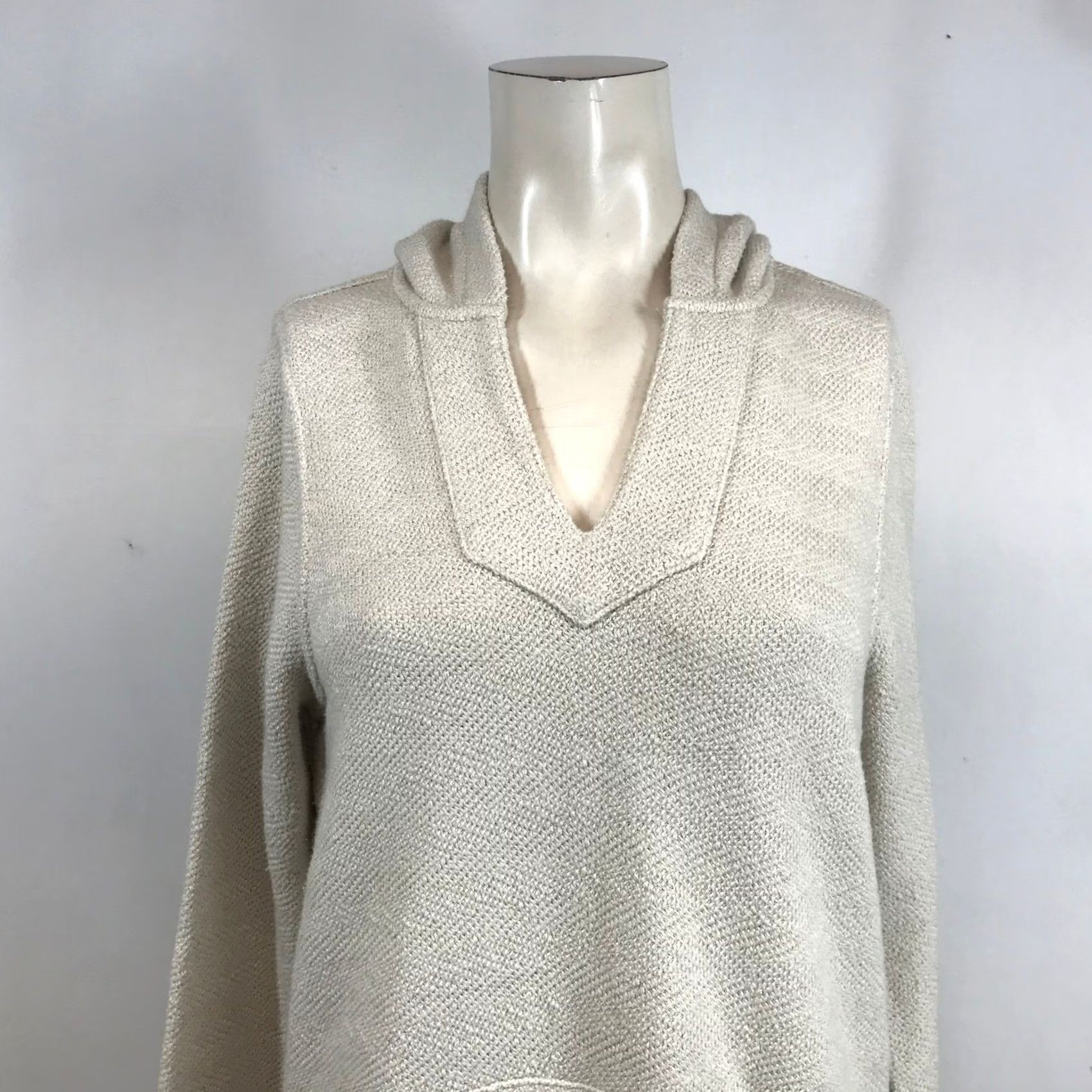 Faherty Faherty Hoodie Womens M Beige Brand Cream Textured Knit Neck Pullover Size Oatmeal Size M / US 6-8 / IT 42-44 - 2 Thumbnail