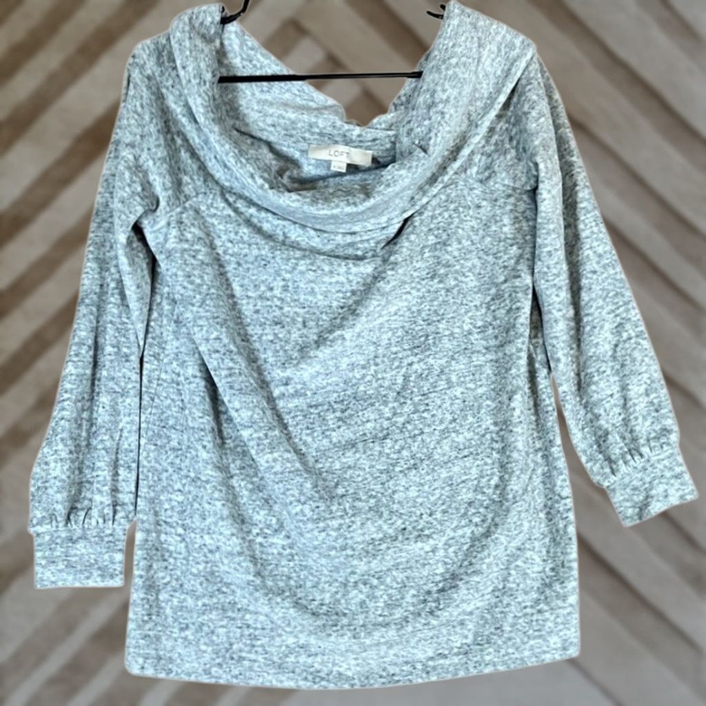 Loft LOFT Womens Sweater Heathered Gray Cowl Neck Soft Pullover Cotton Blend M Size M / US 6-8 / IT 42-44 - 1 Thumbnail
